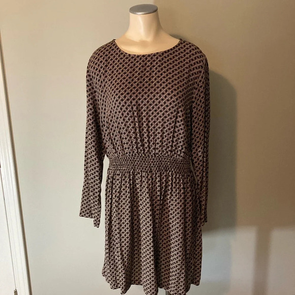 H&M Black Print Long Sleeve Dress 8 - Picture 1 of 14
